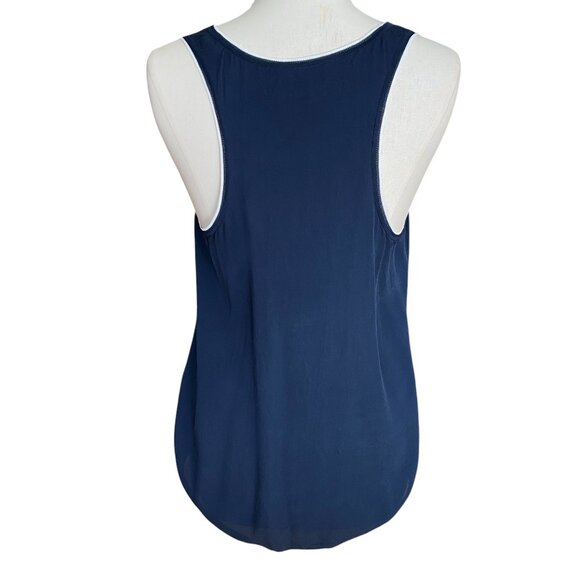 Theory 100% Silk Sleeveless Shell Tank Navy Blue Closet Staple Office Layer Sz L - Picture 7 of 12